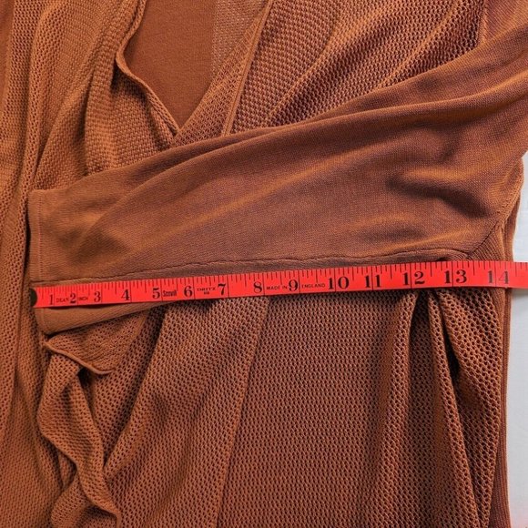 Emaline Woman Waterfall Sweater Rust Orange Lightweight Asymmetrical Cardigan 1X - Picture 5 of 7